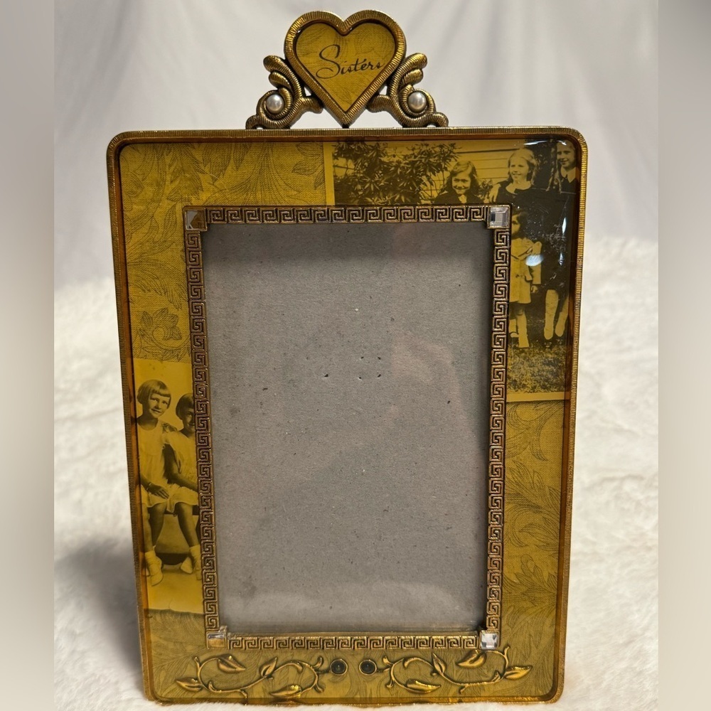 2003 Sisters Thompson Photo Frame 6X8 Gold Heavy Scrollwork Pearls Fancy VTG - Picture 13 of 15
